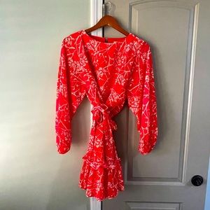 NWT Flying Tomato coral red floral sundress